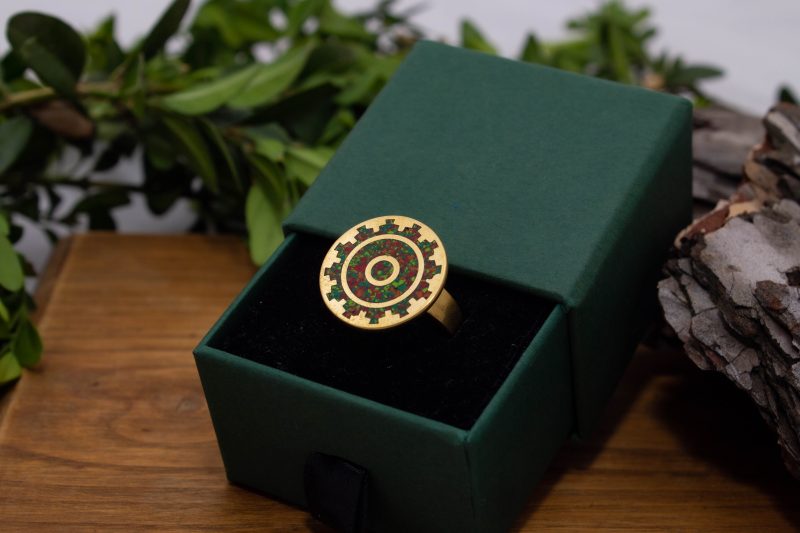 Brass Micro Mosaic Disc Ring - Image 5