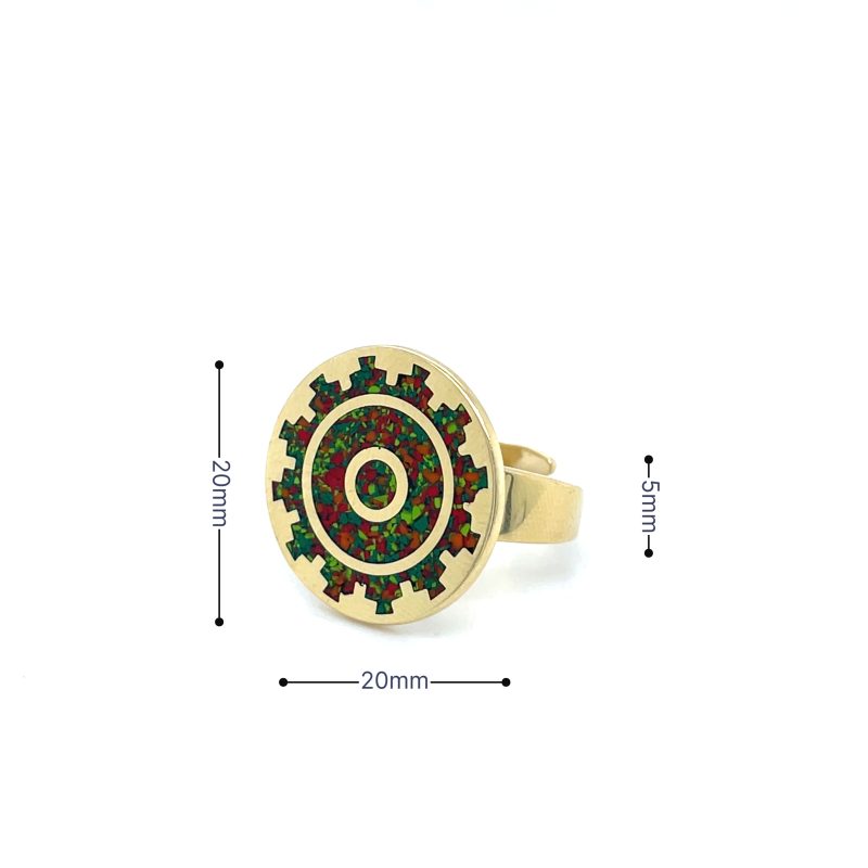 Brass Micro Mosaic Disc Ring - Image 3