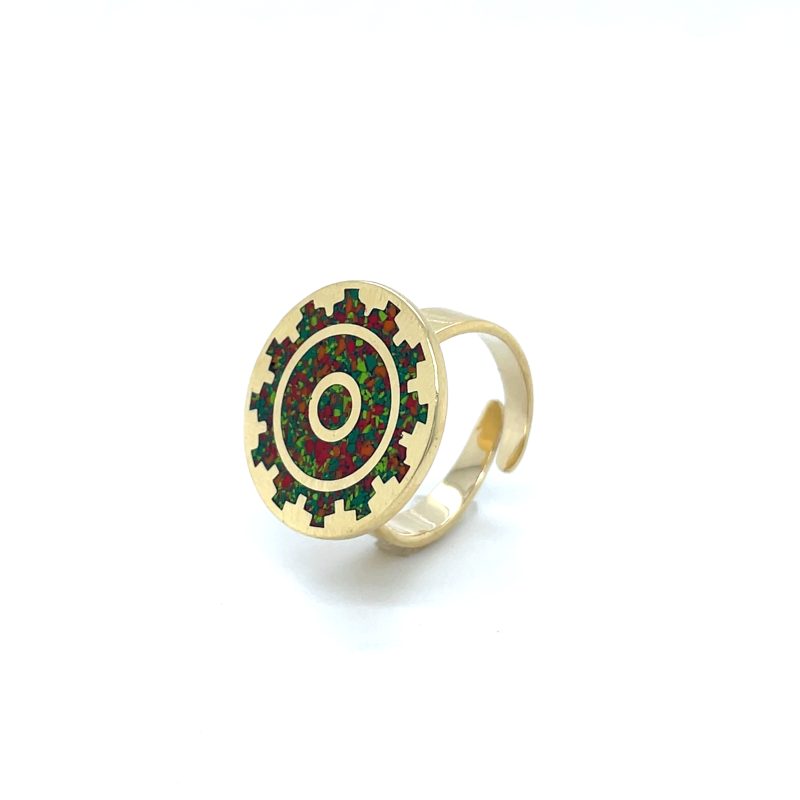 Brass Micro Mosaic Disc Ring - Image 2