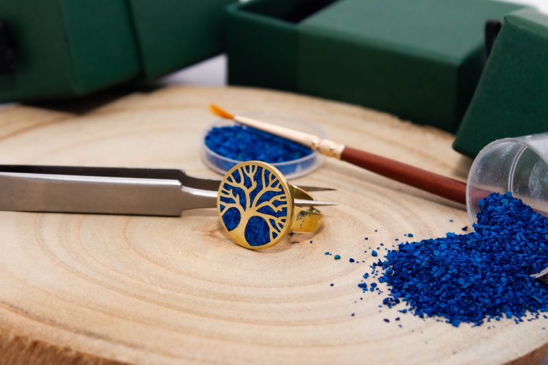 Brass Micro Mosaic Disc Ring - Image 4
