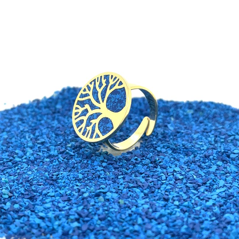 Brass Micro Mosaic Disc Ring