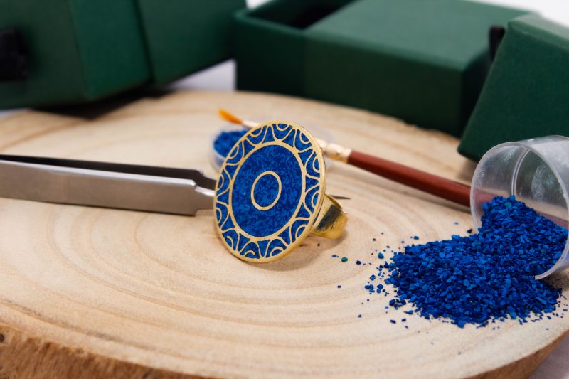 Brass Micro Mosaic Disc Ring - Image 4