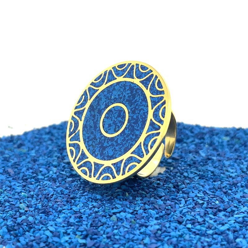 Brass Micro Mosaic Disc Ring