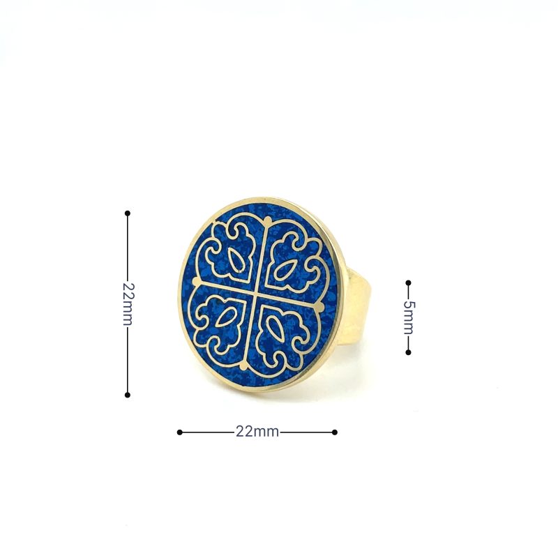 Brass Micro Mosaic Disc Ring - Image 3