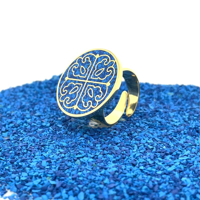 Brass Micro Mosaic Disc Ring