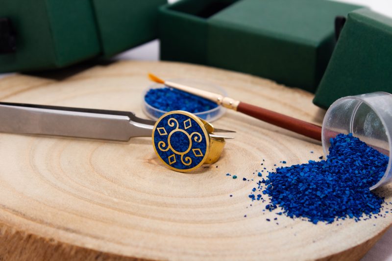 Brass Micro Mosaic Disc Ring - Image 4
