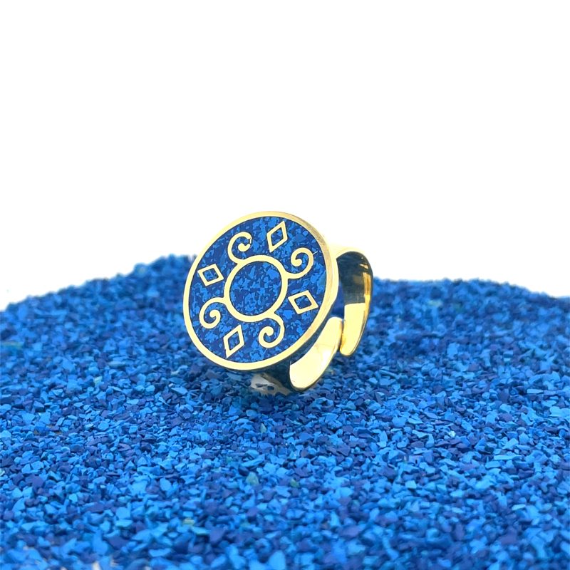 Brass Micro Mosaic Disc Ring