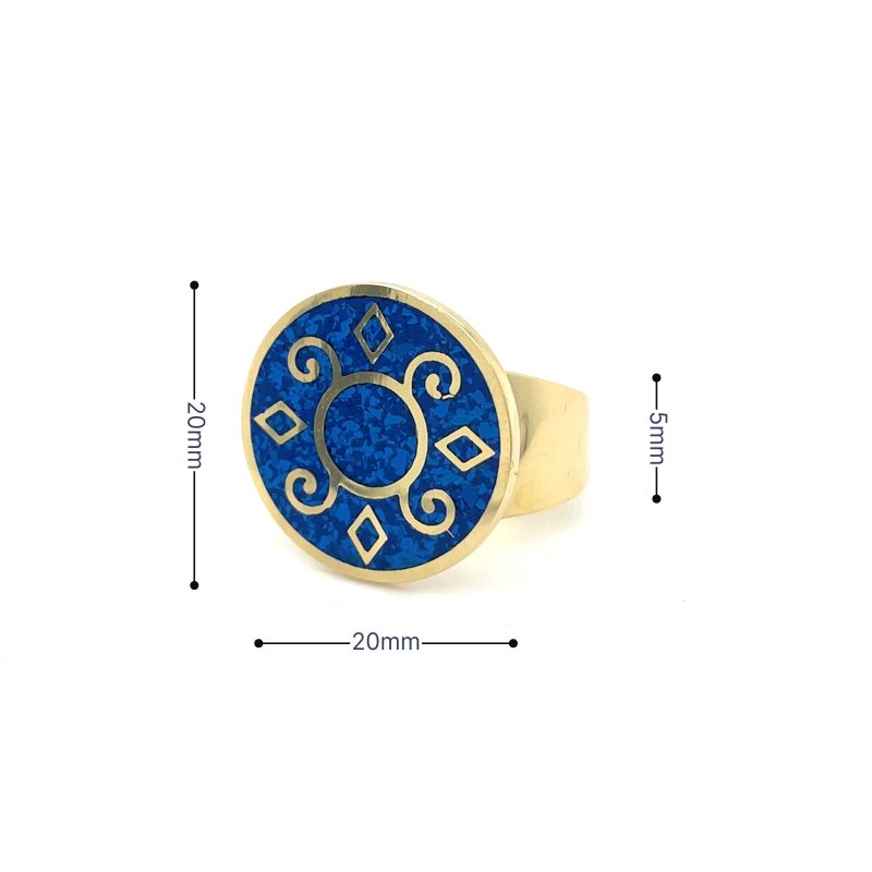 Brass Micro Mosaic Disc Ring - Image 3