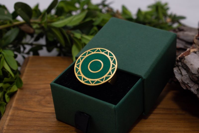 Brass Micro Mosaic Disc Ring - Image 5