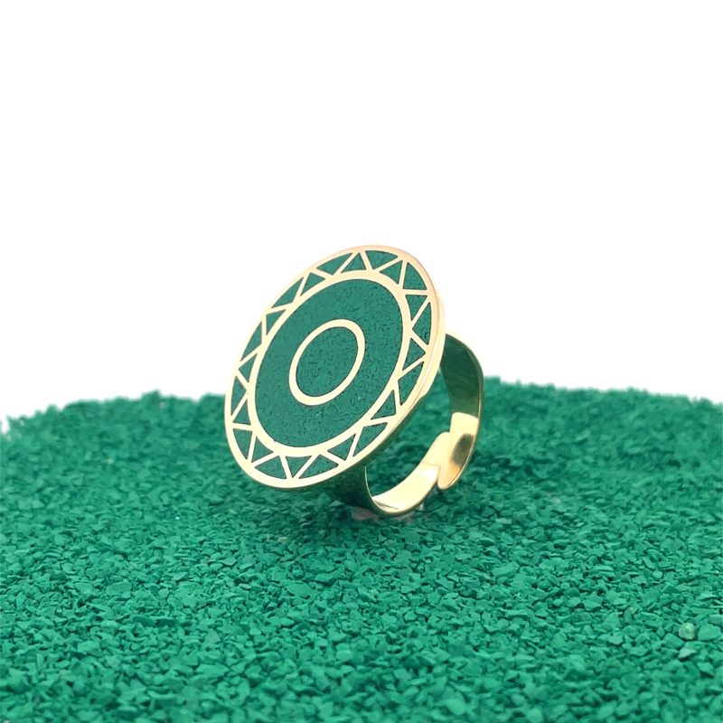 Brass Micro Mosaic Disc Ring