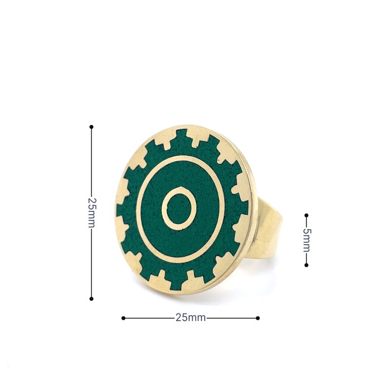 Brass Micro Mosaic Disc Ring - Image 3