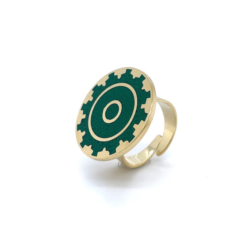 Brass Micro Mosaic Disc Ring - Image 2