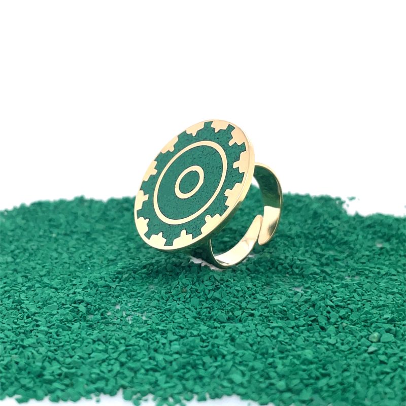 Brass Micro Mosaic Disc Ring