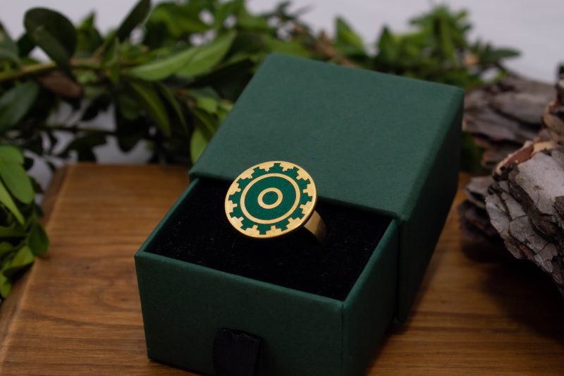 Brass Micro Mosaic Disc Ring - Image 5
