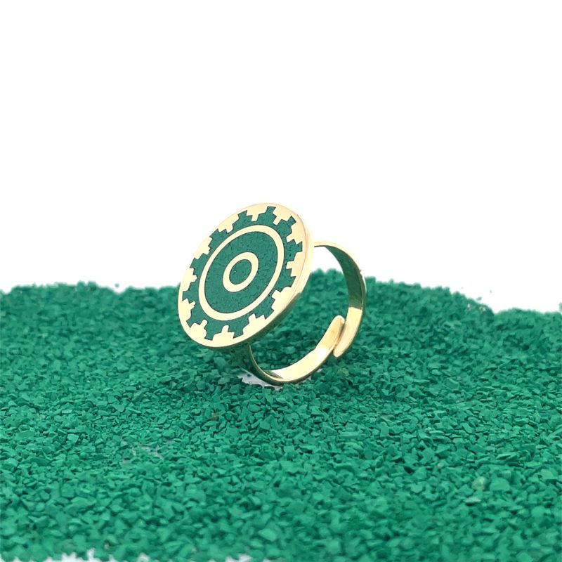 Brass Micro Mosaic Disc Ring