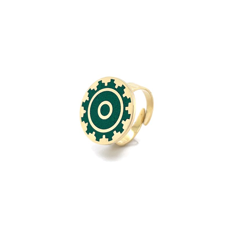 Brass Micro Mosaic Disc Ring - Image 2