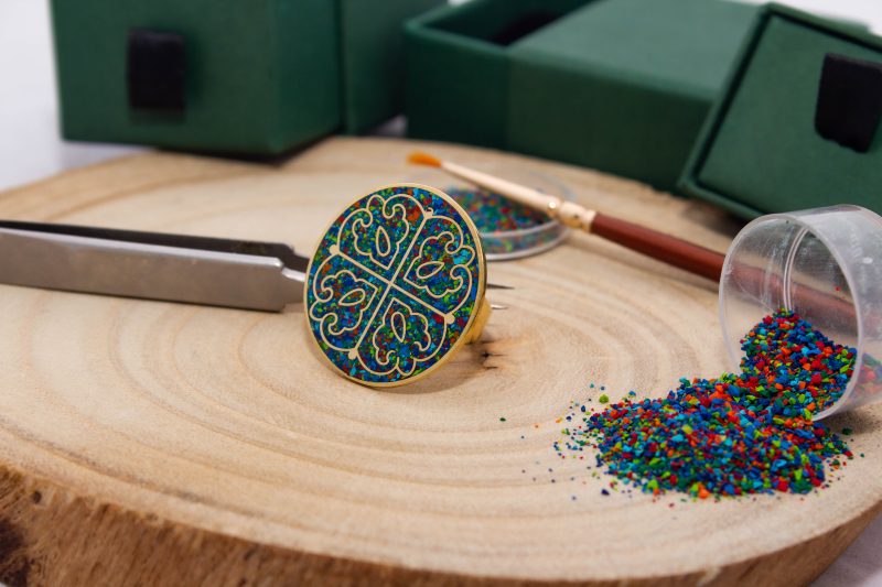 Brass Micro Mosaic Disc Ring - Image 4