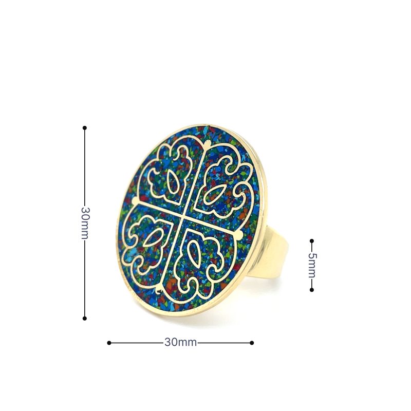 Brass Micro Mosaic Disc Ring - Image 3