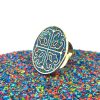 Brass Micro Mosaic Disc Ring