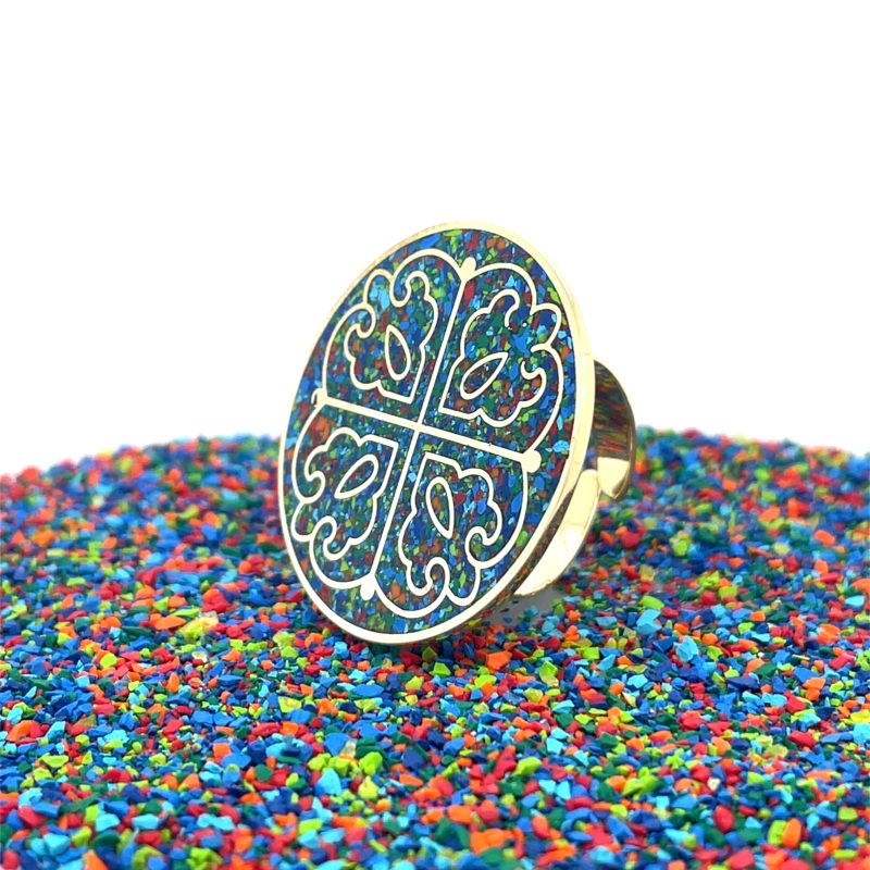 Brass Micro Mosaic Disc Ring