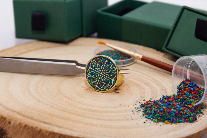 Brass Micro Mosaic Disc Ring - Image 4