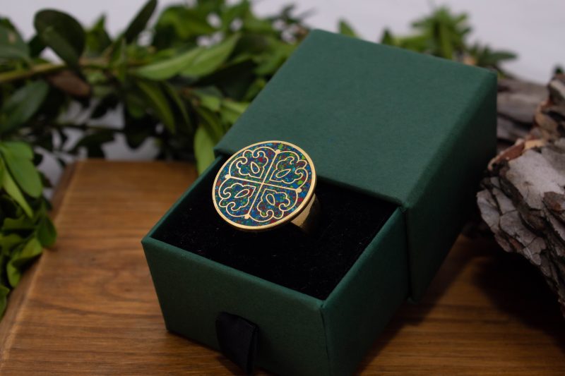 Brass Micro Mosaic Disc Ring - Image 5