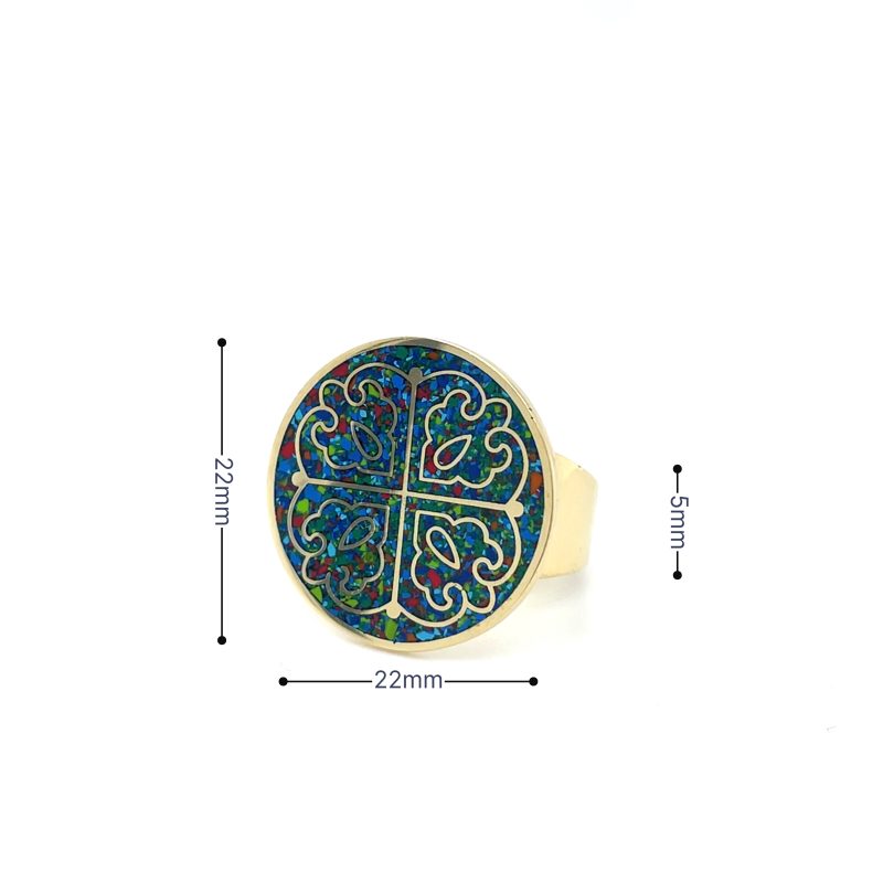 Brass Micro Mosaic Disc Ring - Image 3