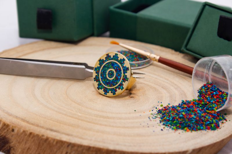 Brass Micro Mosaic Disc Ring - Image 4