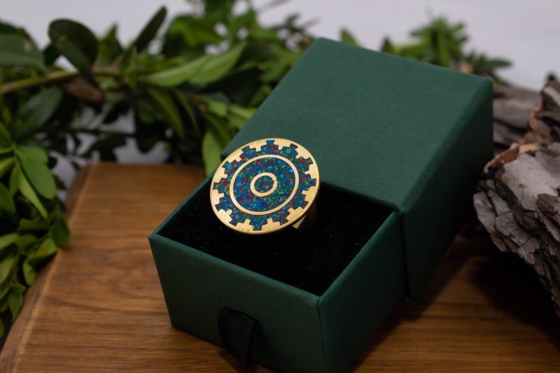 Brass Micro Mosaic Disc Ring - Image 5