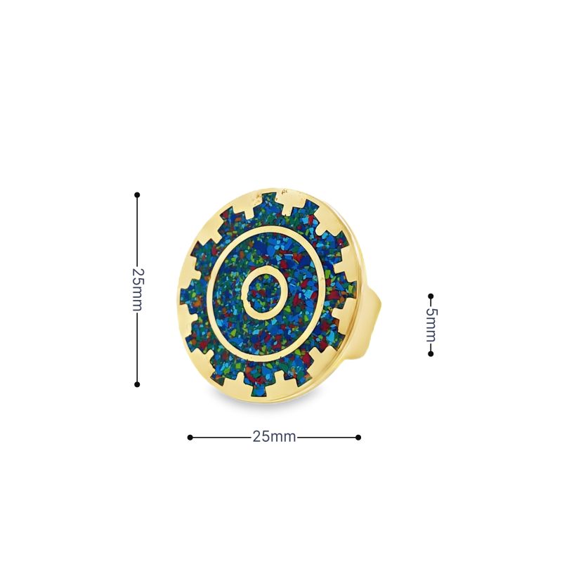 Brass Micro Mosaic Disc Ring - Image 3