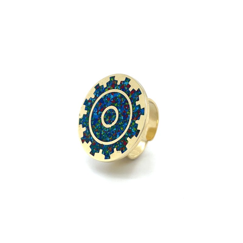 Brass Micro Mosaic Disc Ring - Image 2