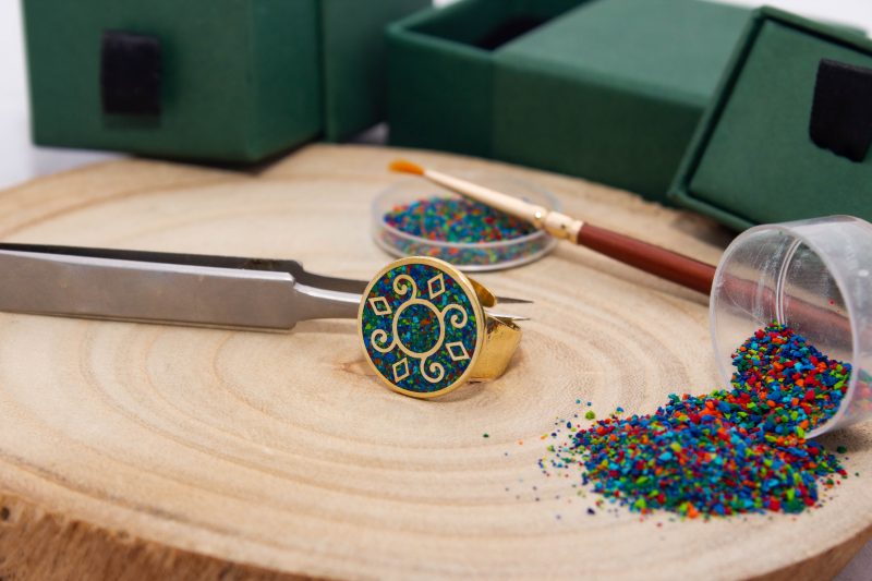 Brass Micro Mosaic Disc Ring - Image 4