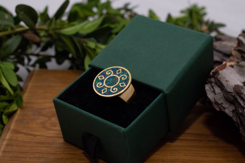 Brass Micro Mosaic Disc Ring - Image 5