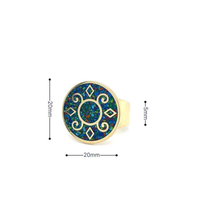 Brass Micro Mosaic Disc Ring - Image 3