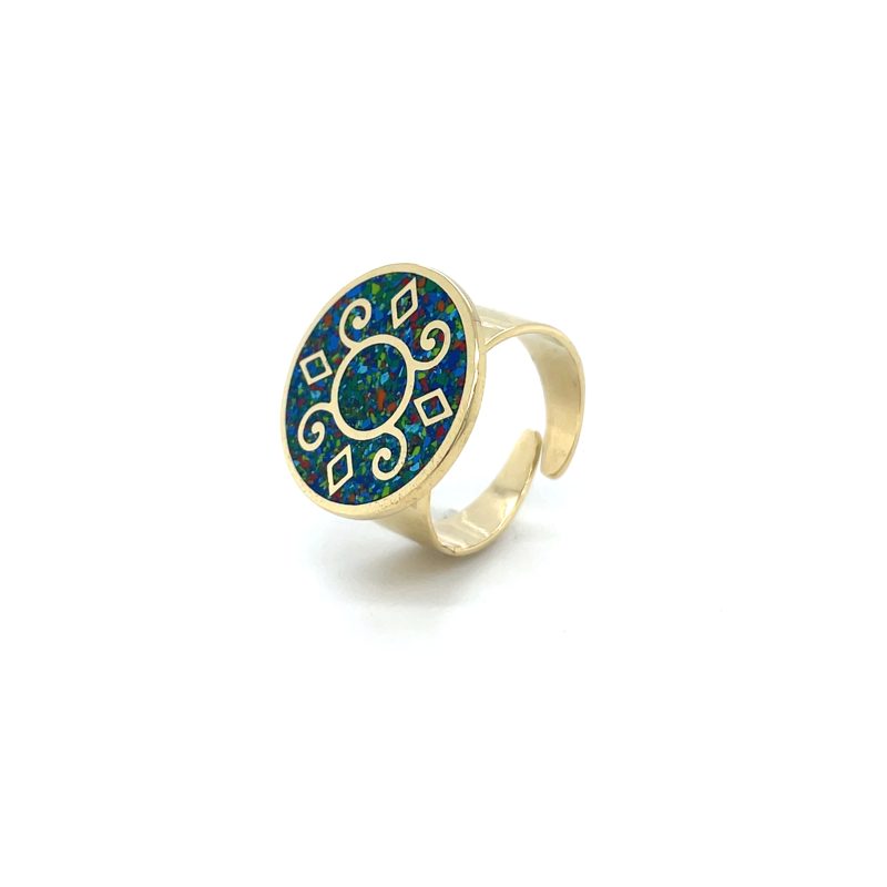 Brass Micro Mosaic Disc Ring - Image 2