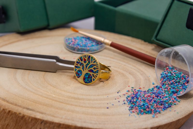 Brass Micro Mosaic Disc Ring - Image 4