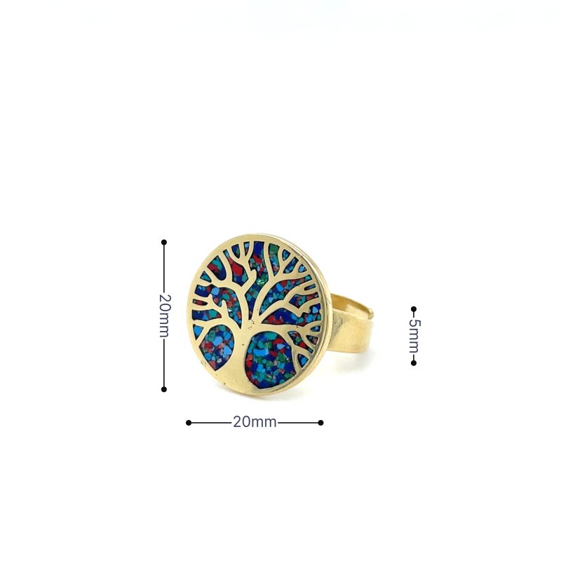 Brass Micro Mosaic Disc Ring - Image 3