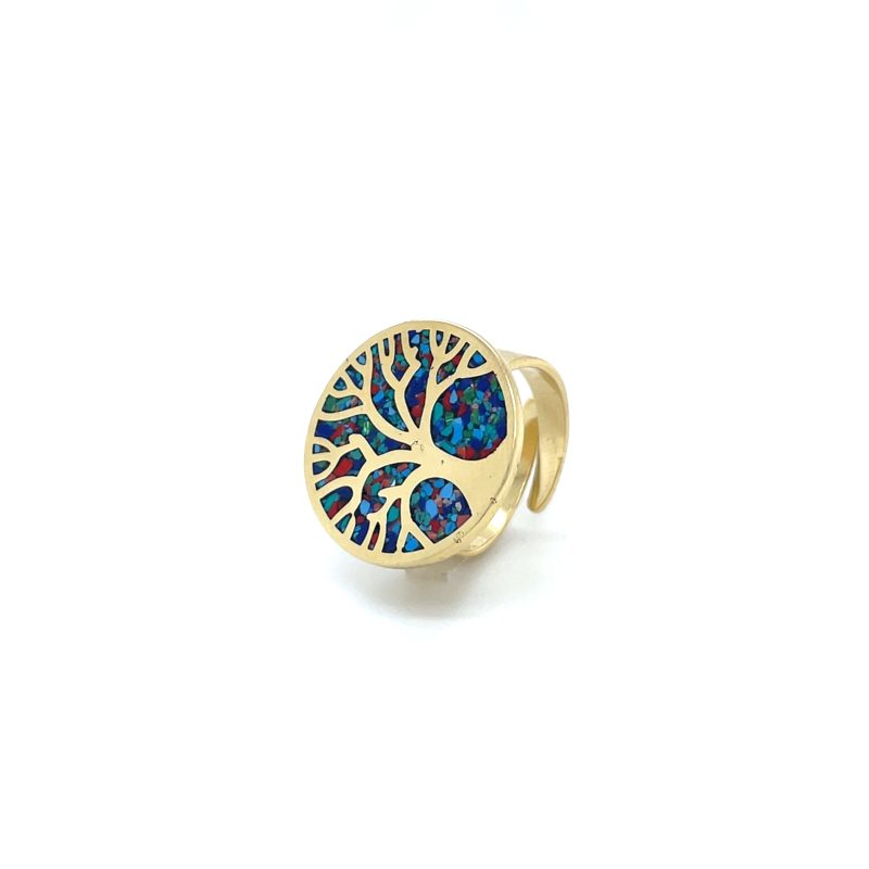 Brass Micro Mosaic Disc Ring - Image 2