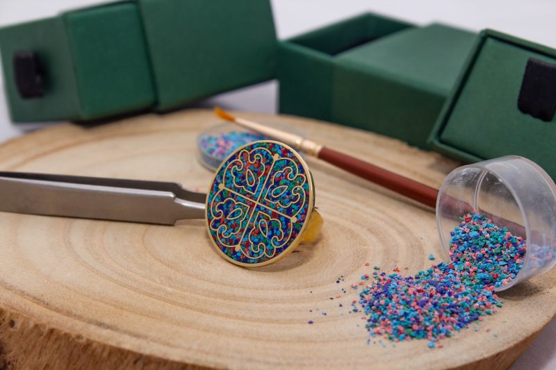 Brass Micro Mosaic Disc Ring - Image 4