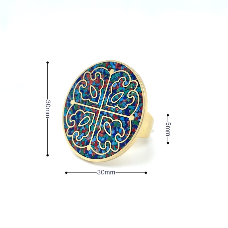 Brass Micro Mosaic Disc Ring - Image 3