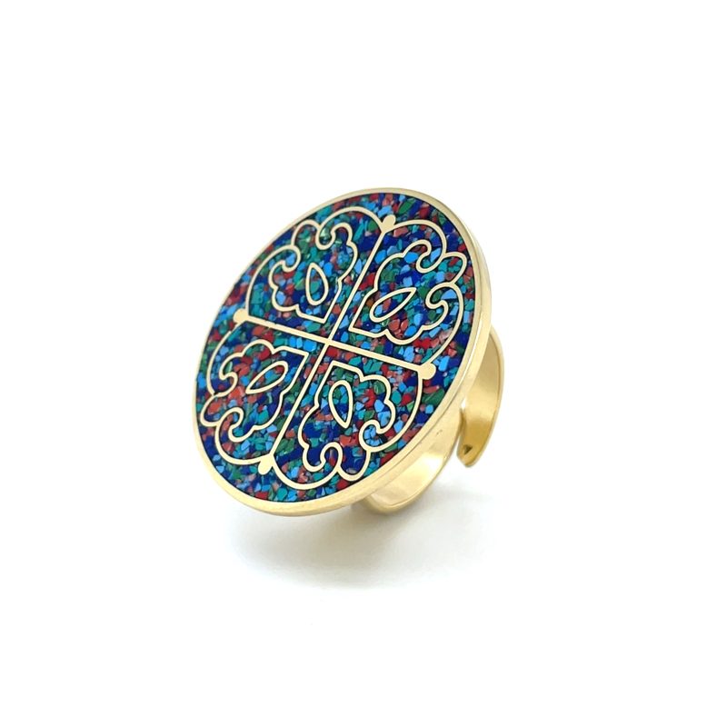 Brass Micro Mosaic Disc Ring - Image 2