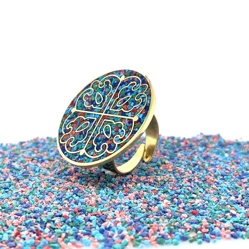 Brass Micro Mosaic Disc Ring