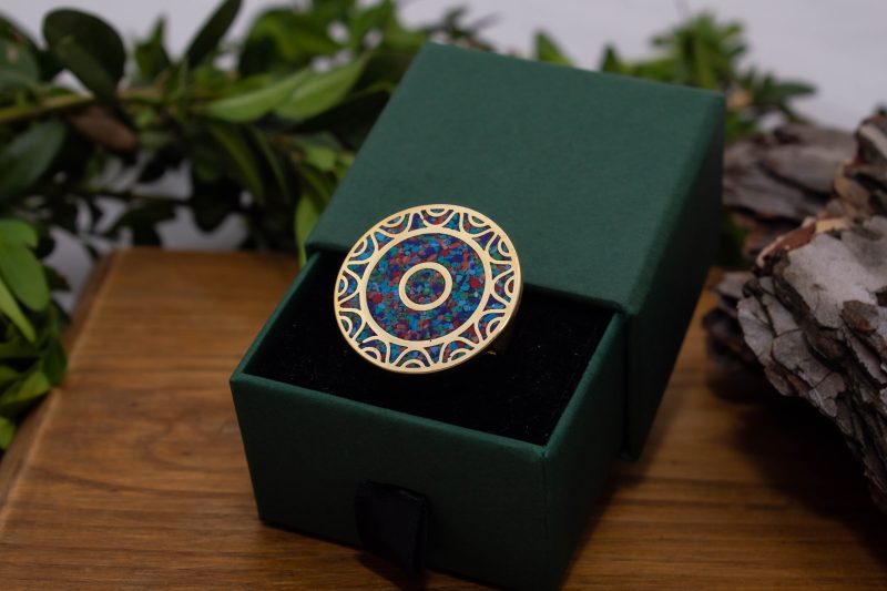 Brass Micro Mosaic Disc Ring - Image 5
