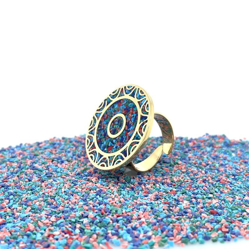Brass Micro Mosaic Disc Ring