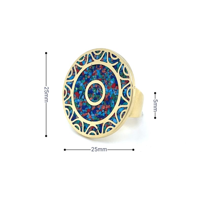 Brass Micro Mosaic Disc Ring - Image 3
