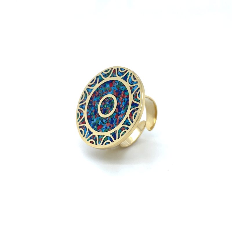 Brass Micro Mosaic Disc Ring - Image 2