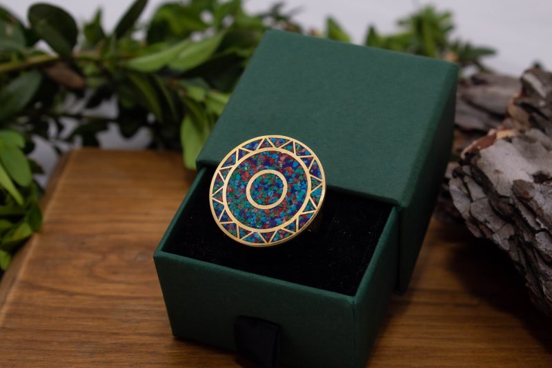Brass Micro Mosaic Disc Ring - Image 5