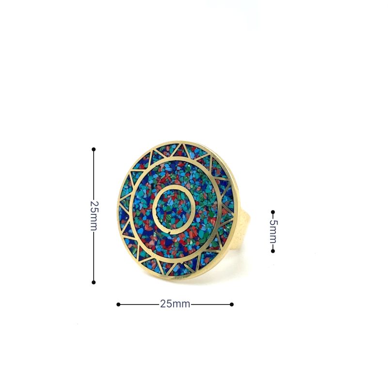 Brass Micro Mosaic Disc Ring - Image 3