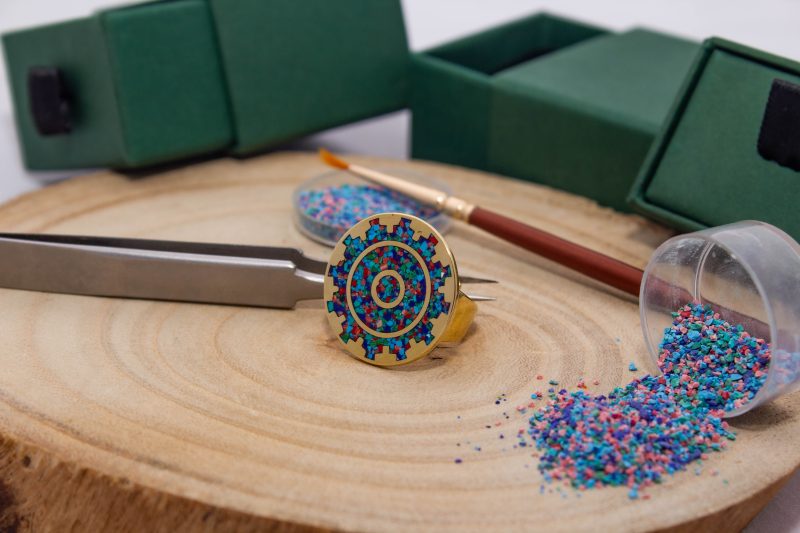 Brass Micro Mosaic Disc Ring - Image 4