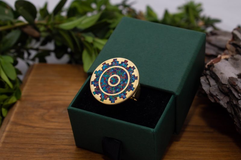 Brass Micro Mosaic Disc Ring - Image 5